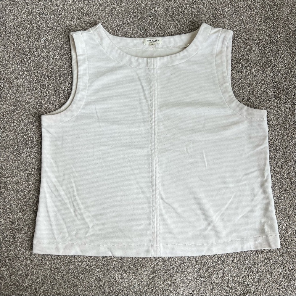 Max‎ Studio White Sleeveless Tank Top, Size XL